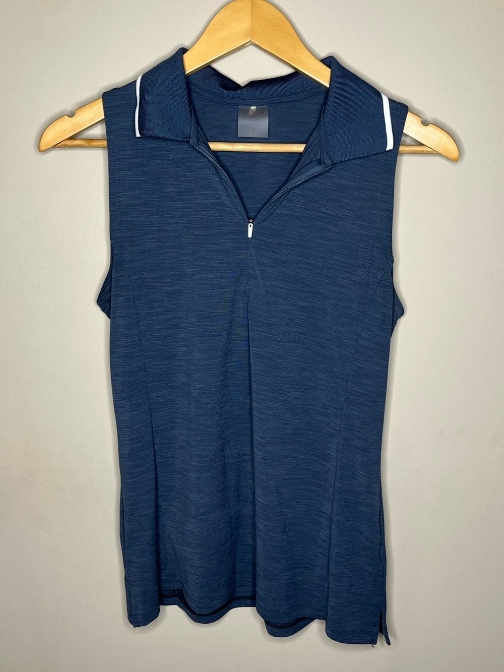 Calia Sleeveless Navy Polo Zip-Front Athletic Top